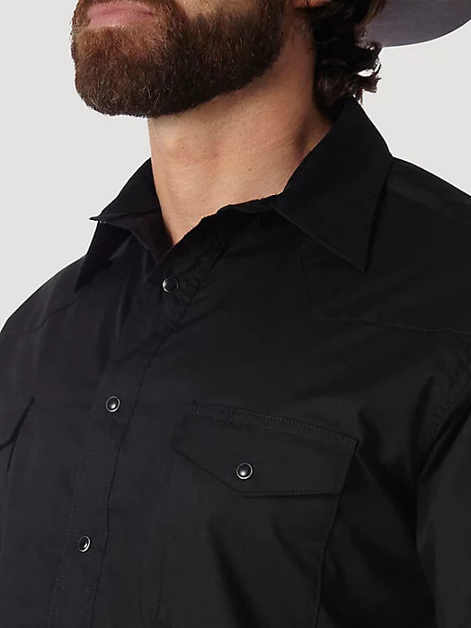 WRANGLER BLACK TWILL LONG SLEEVE SHIRT