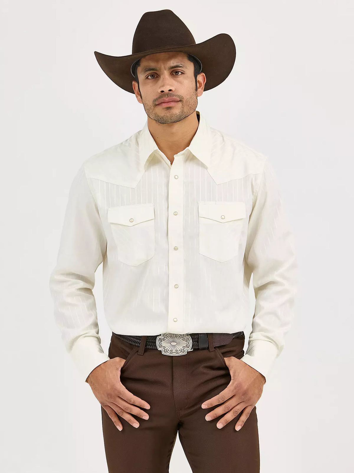 Wrangler Men's Cream Sport Western Snap Shirt