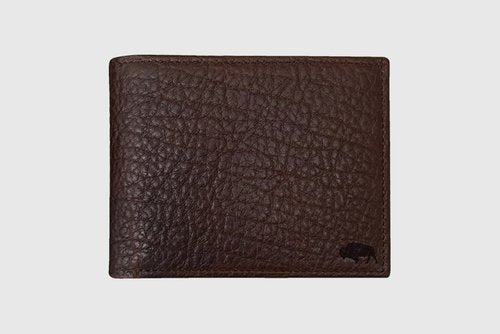 BROWN BISON LEATHER BIFOLD WALLET