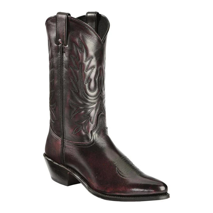 Abilene Black Cherry Cowhide Narrow Round Toe Cowboy Boot