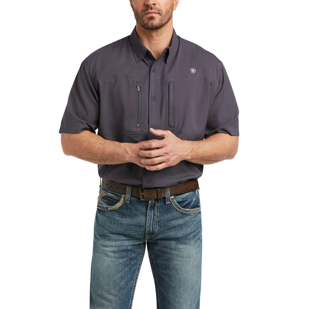 ARIAT MENS CHARCOAL VENTTEK SHORT SLEEVE SHIRT