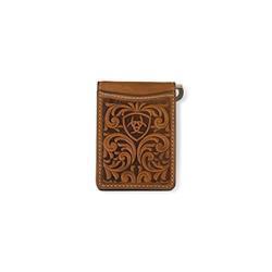 Ariat Brown Scrolling Embossed Money Clip