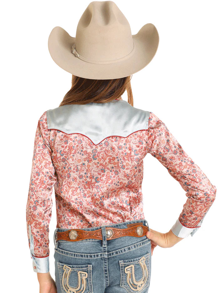 Rock & Roll Denim Kids Printed Satin Shirt Rose Mauve