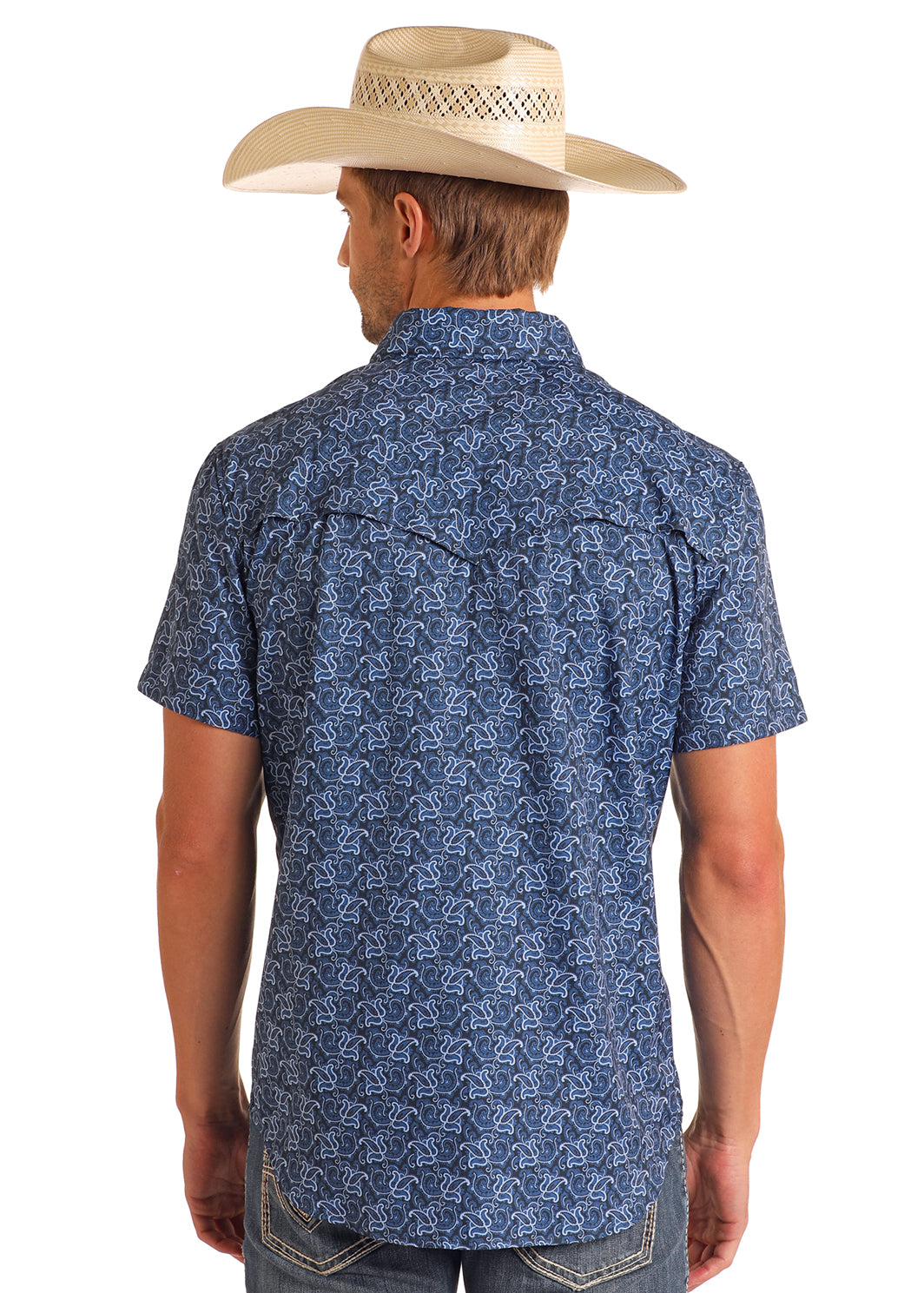 ROCK & ROLL NAVY TEK WESTERN PAISLEY SHIRT