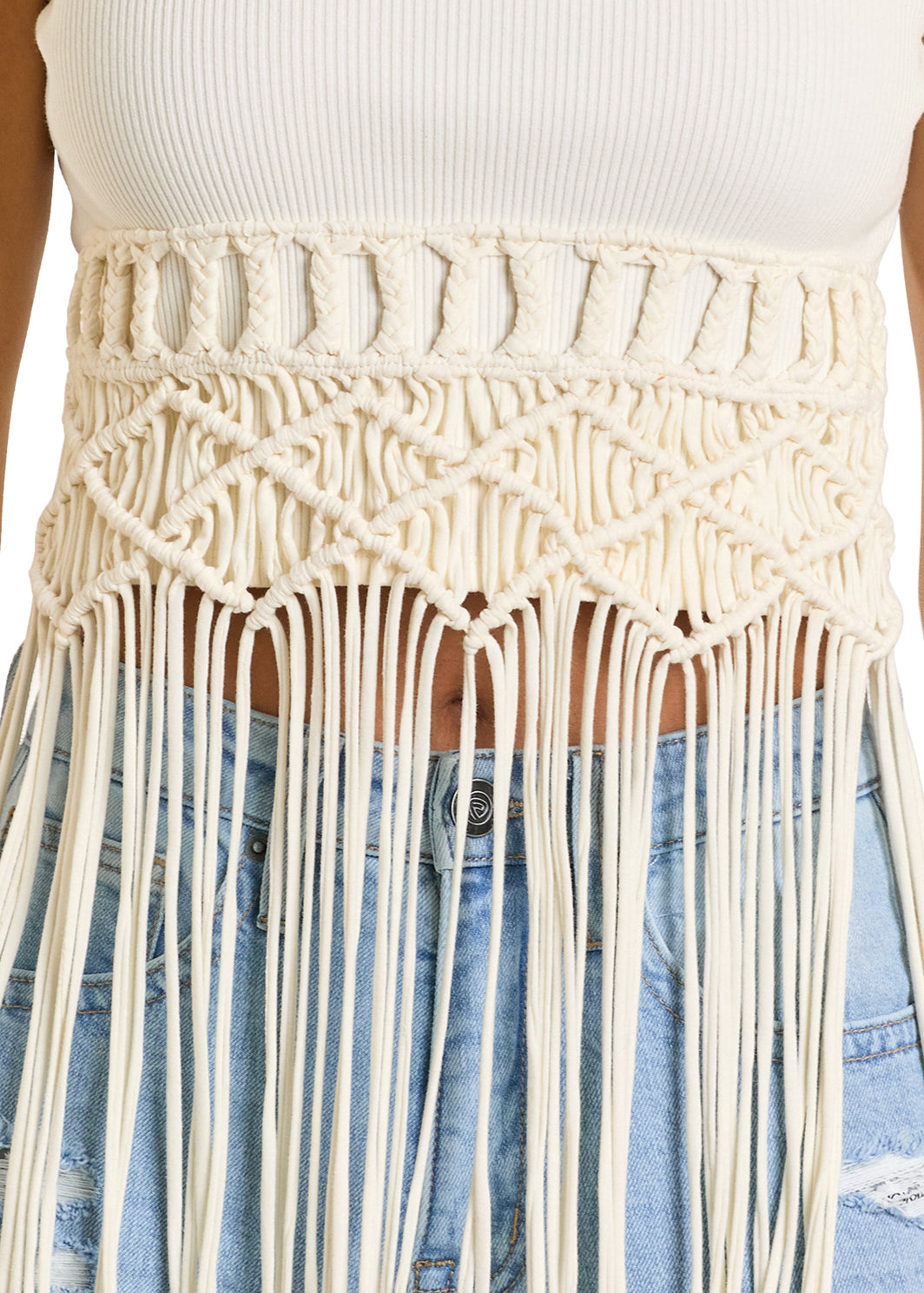 Rock & Roll Natural Macrame Tank Top