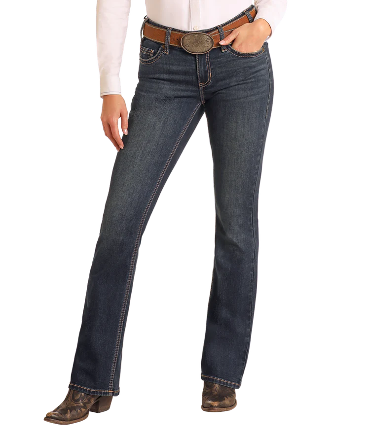 Rock & Roll Dark Vintage Boot Cut Riding Jean