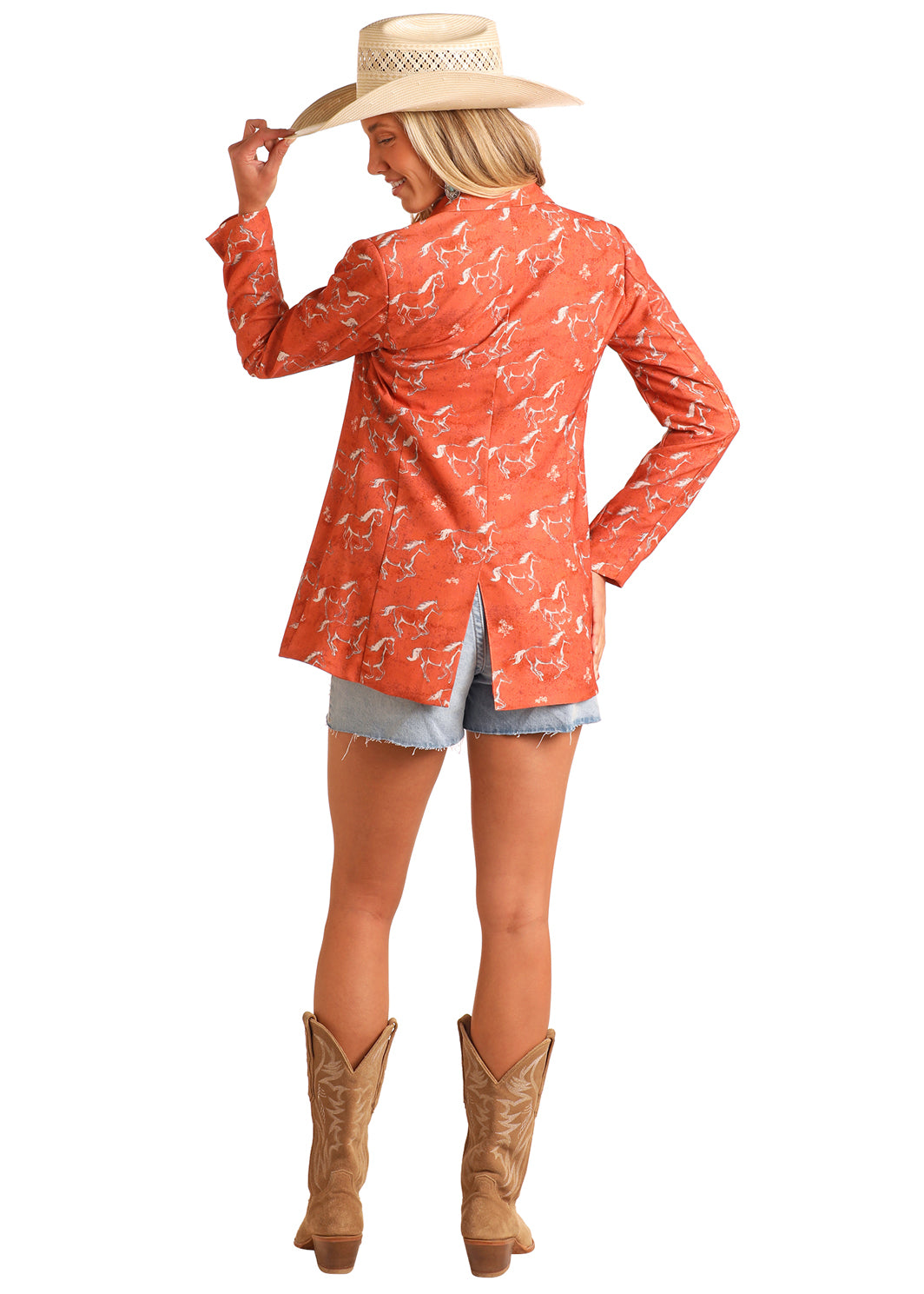 ROCK & ROLL BURNT ORANGE HORSE PRINT BLAZER