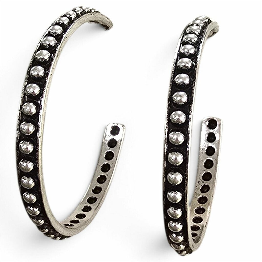 Silver Bead Hoops