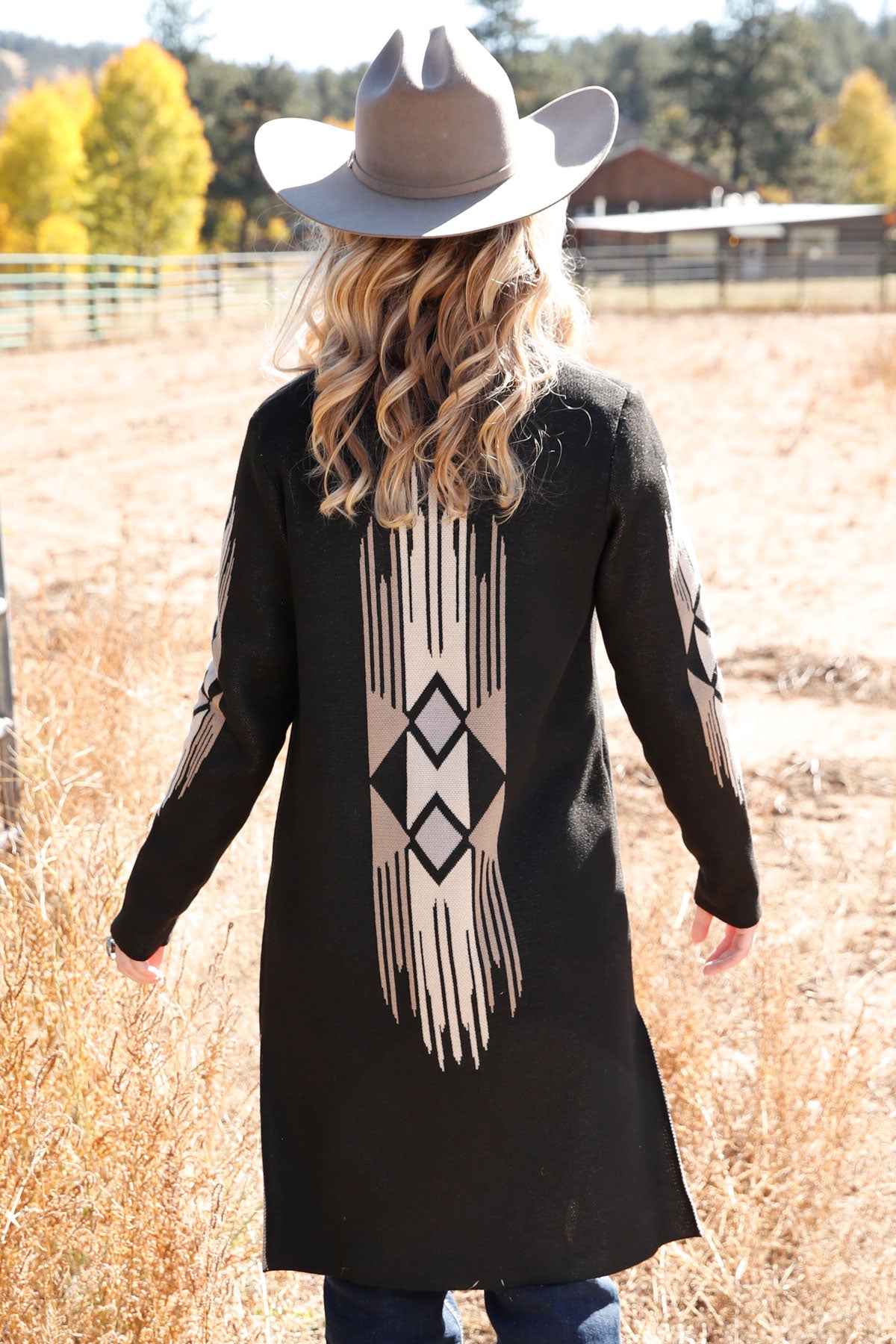 CRUEL BLACK AZTEC SWEATER DUSTER