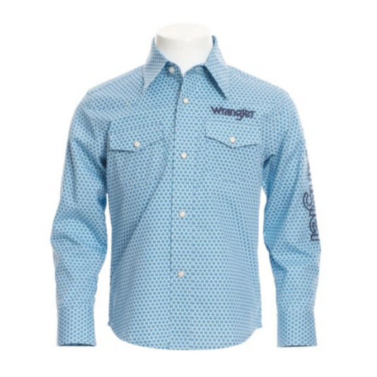 Wrangler Boys Blue Logo Long Sleeve Shirt