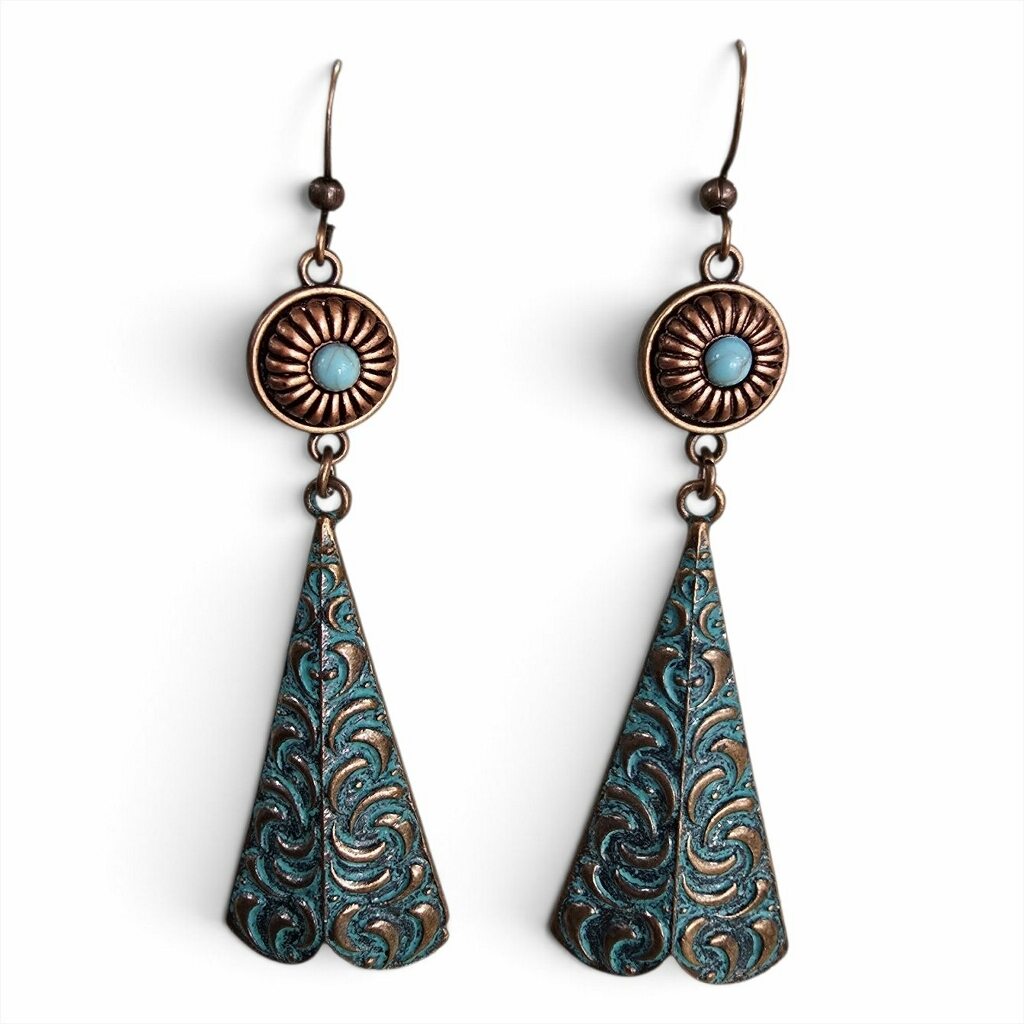 Patina Tower Copper Earrings