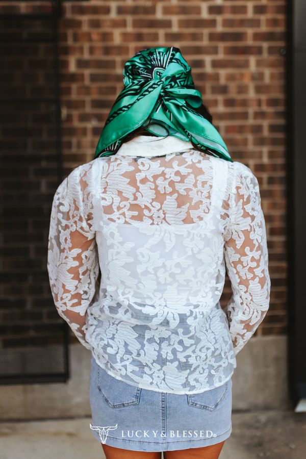 Ivory Lace Puff Sleeve Button Down Collared Top