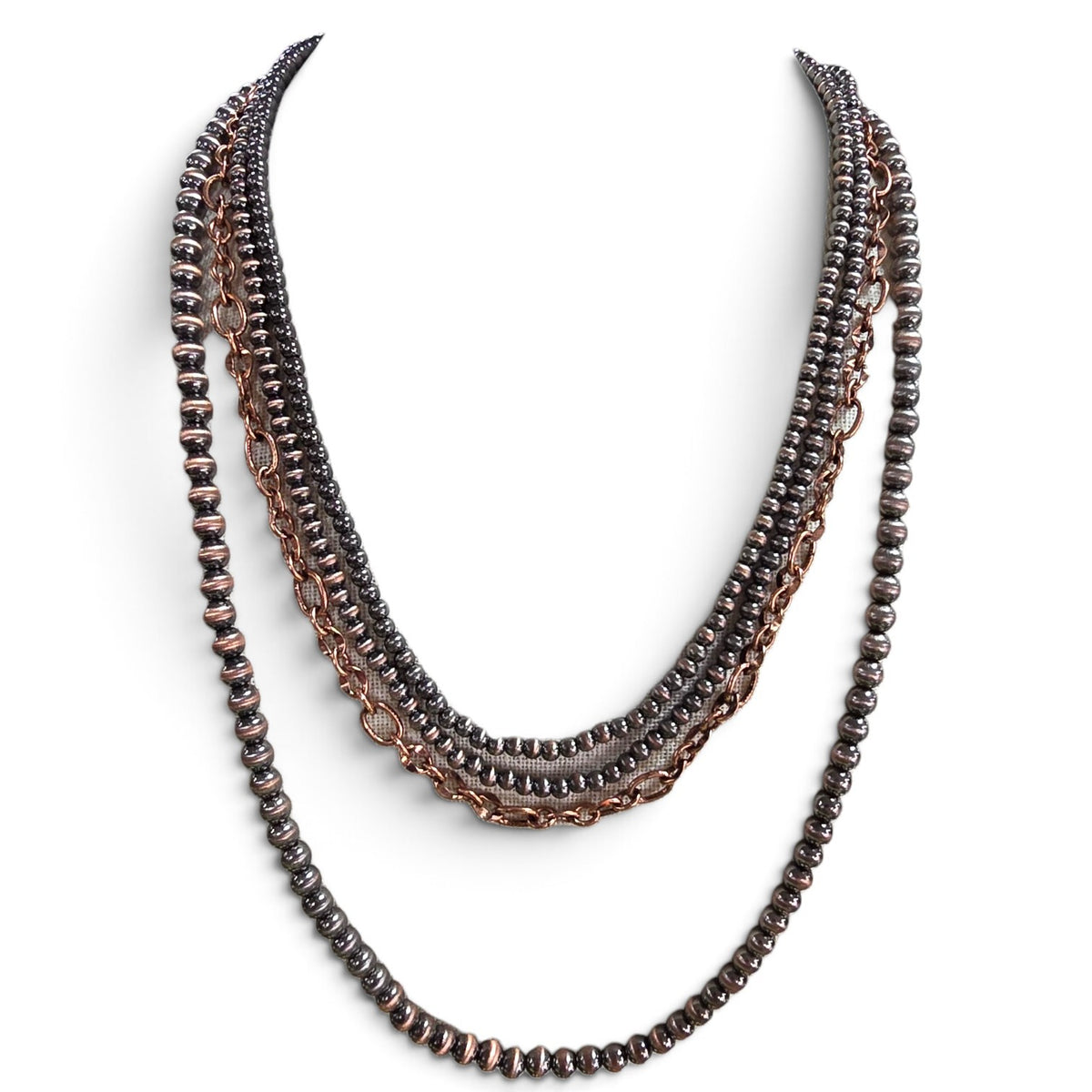 Bronze Bead Layered Necklace