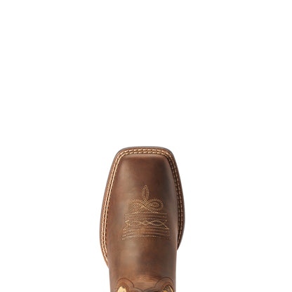 Ariat Round Up Crossroads Distressed Tan Western Boot