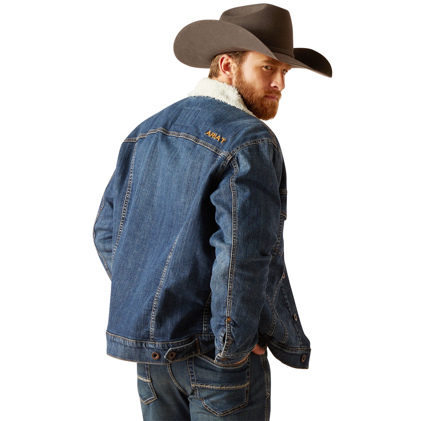 ARIAT BLUE ROCK SHERPA LINED TRUCKER JACKET