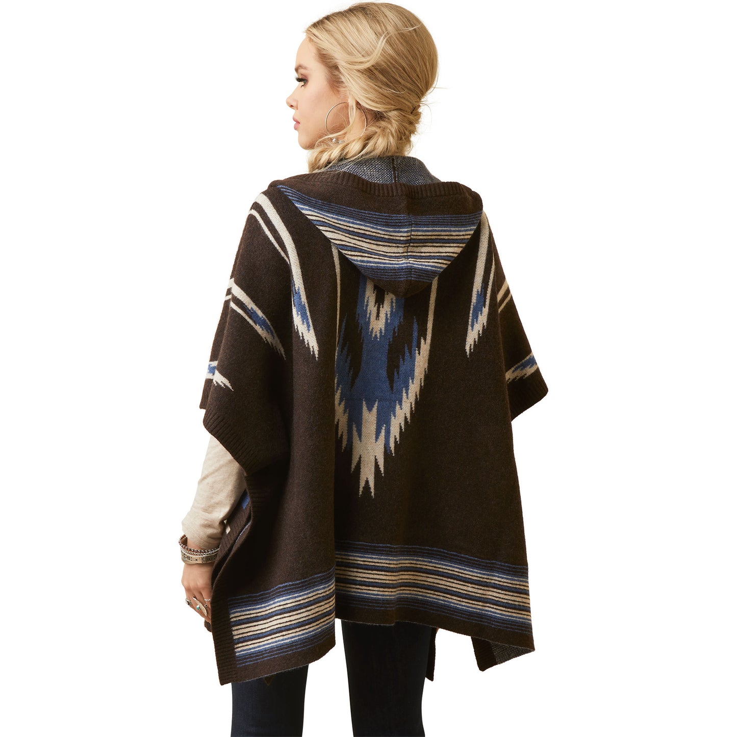 Chocolate Chimayo Poncho Sweater