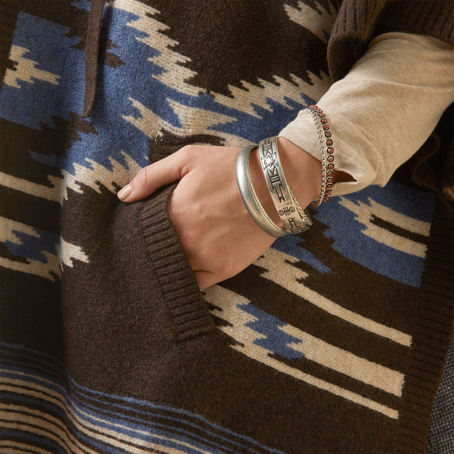 Chocolate Chimayo Poncho Sweater
