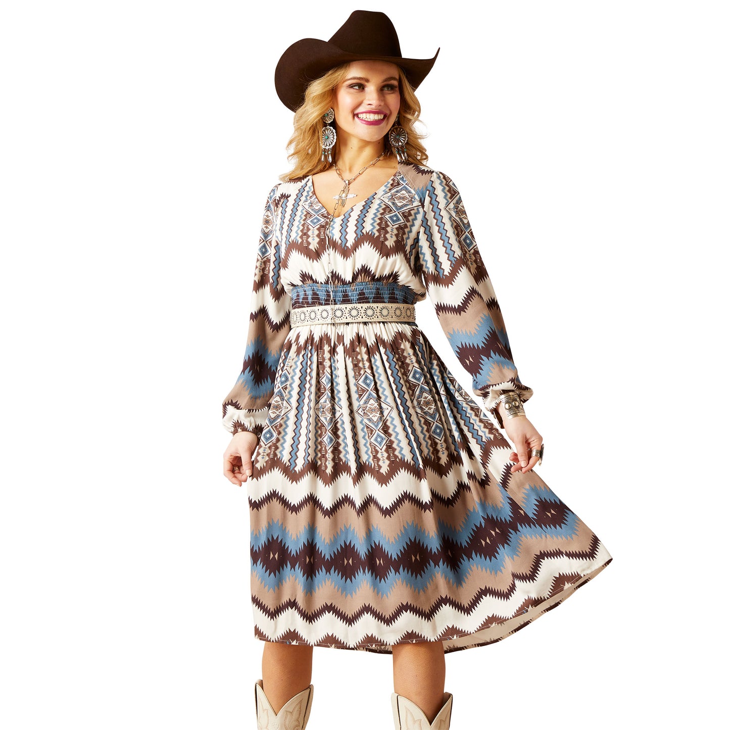 ARIAT TWO COLLUMNS CHIMAYO PRINT DRESS