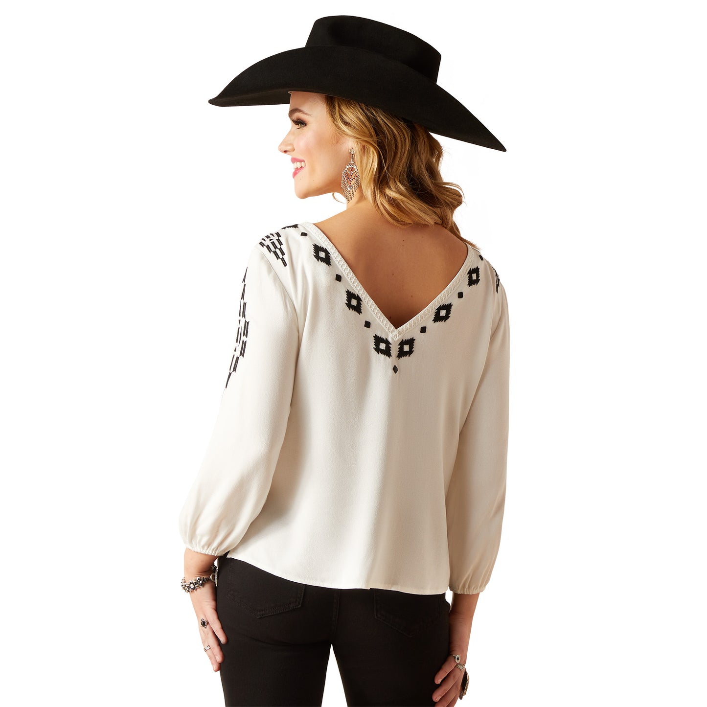 ARIAT CALLIE COCONUT MILK 3/4 SLEEVE TOP