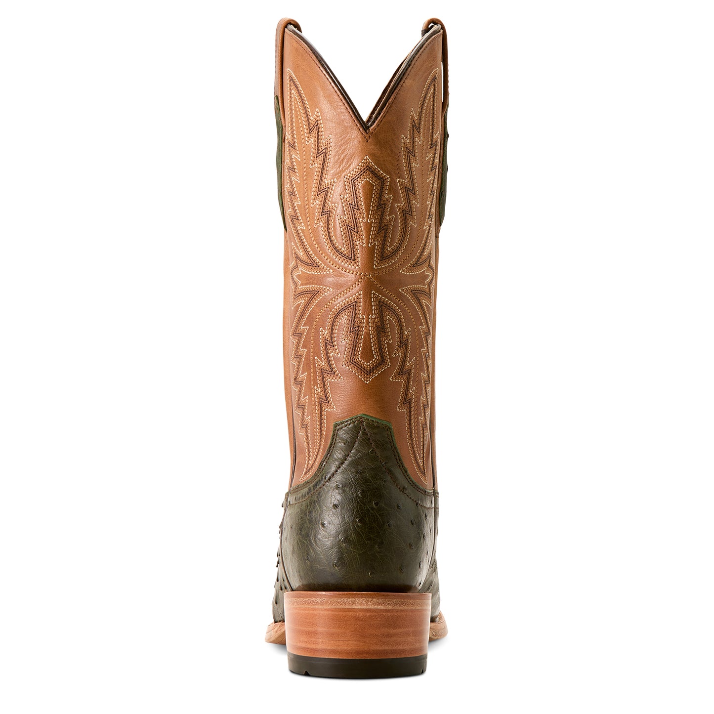 ARIAT OLIVE FULL QUILL OSTRICH FURTURITY RELENTLESS BUCKLES COWBOY BOOT