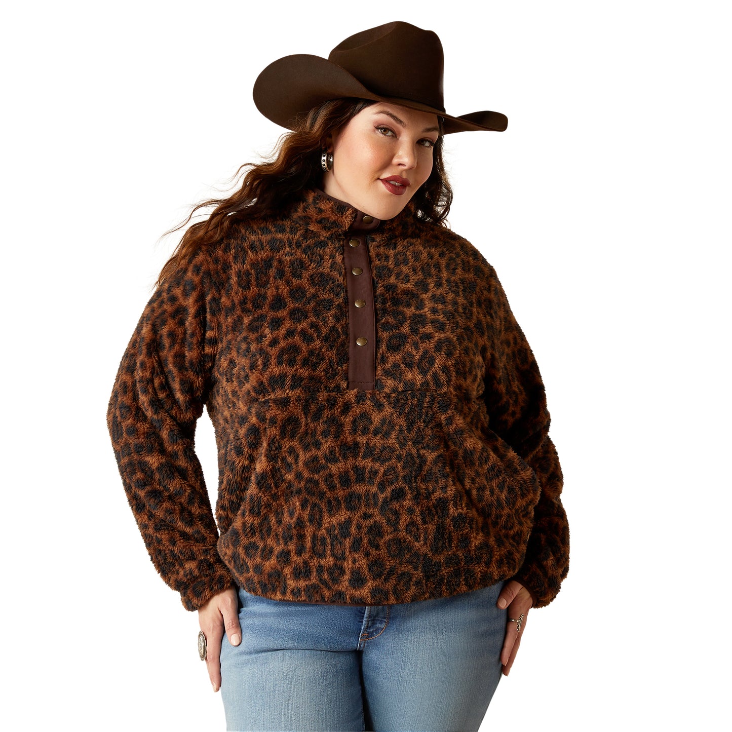 Ariat Lila Leopard Berber Snap Front Sweater