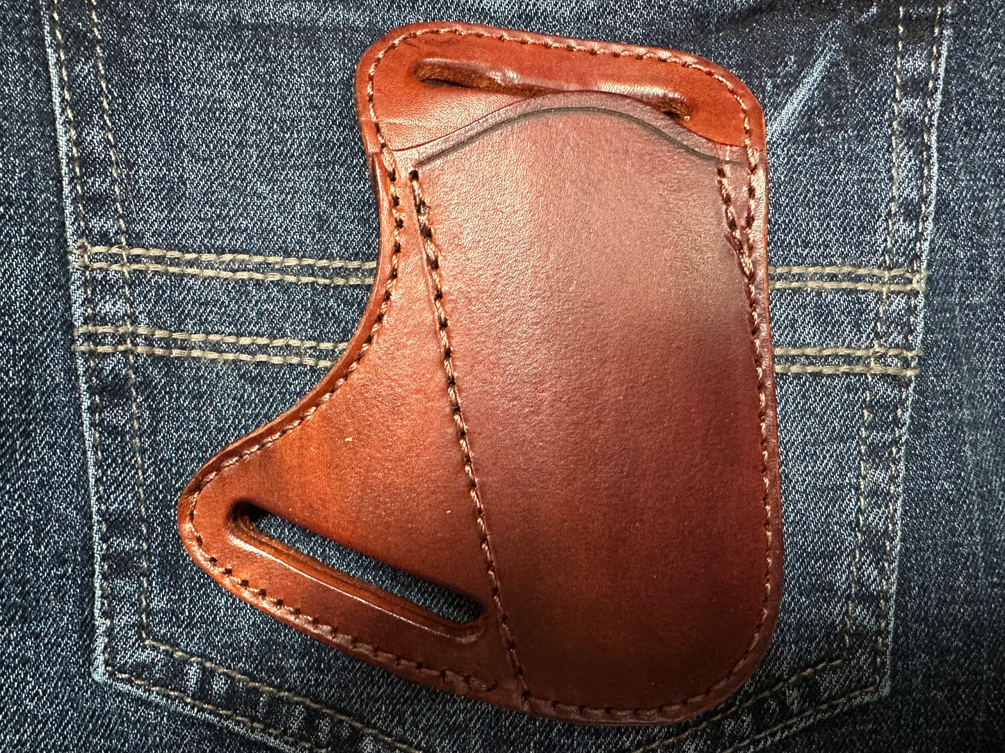 LEATHER SIDEWAYS PANCAKE KNIFE SHEATH