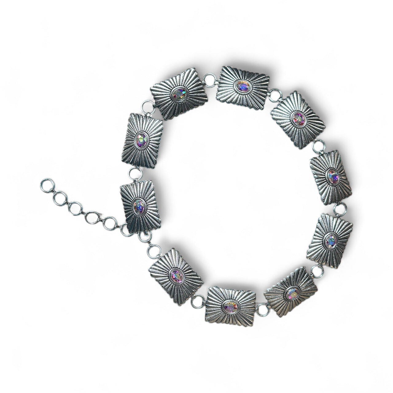 Silver Square Gem Chain Belt