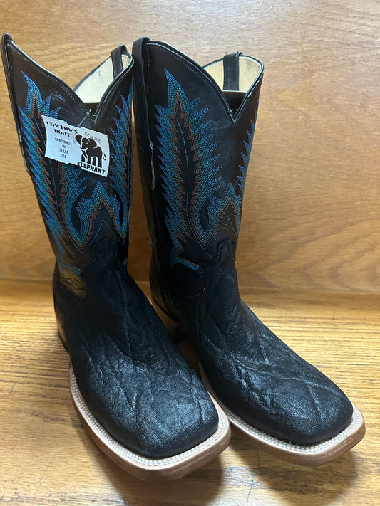 COWTOWN BOOTS BLACK ELEPHANT SQUARE TOE BOOT