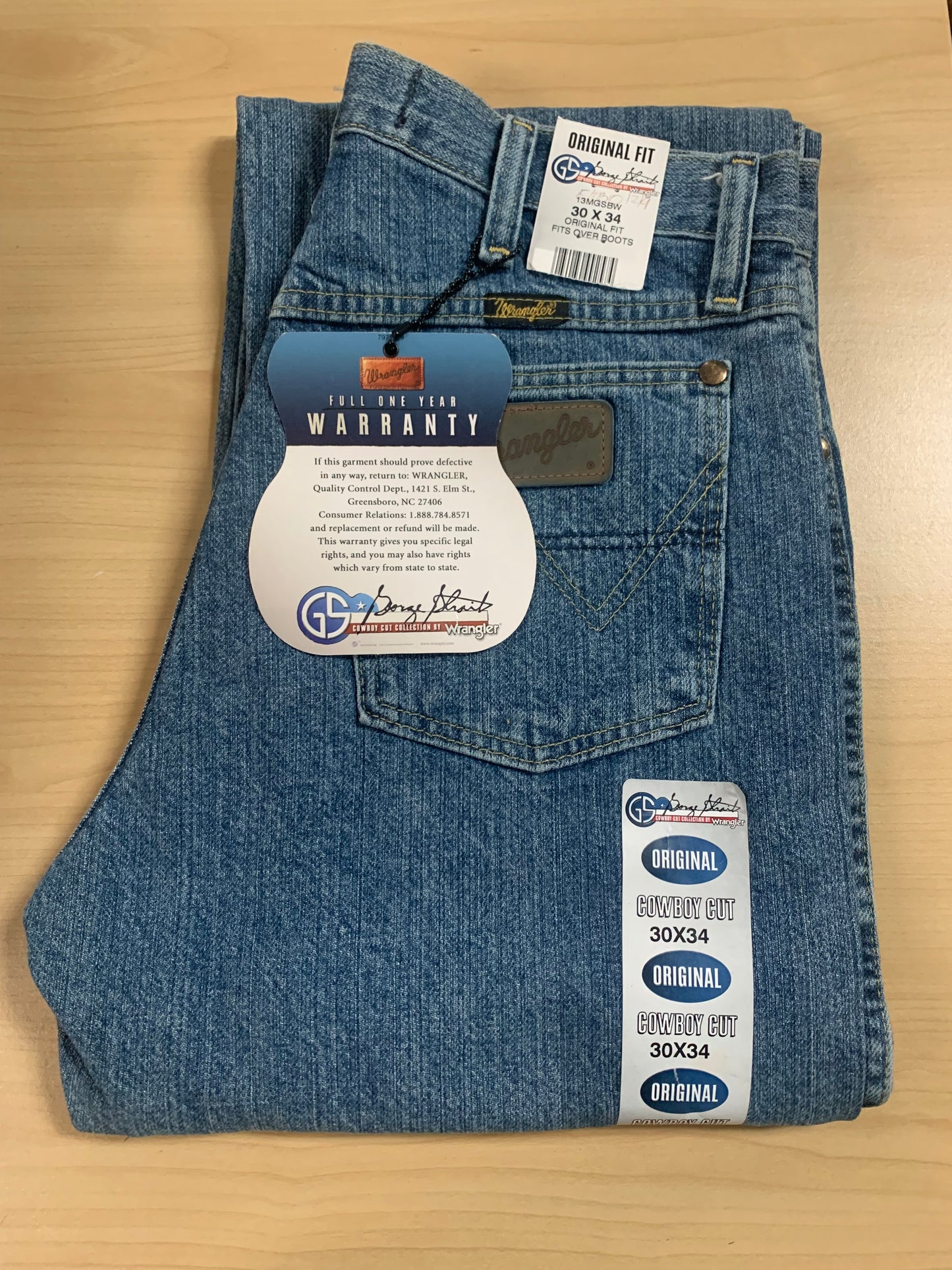 WRANGLER GEORGE STRAIT STONE WASH COWBOY CUT JEAN