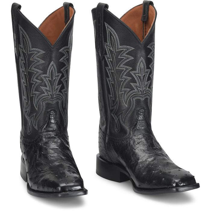 Justin George Strait Rancher 12" Obsidian Black Ostrich Cowboy