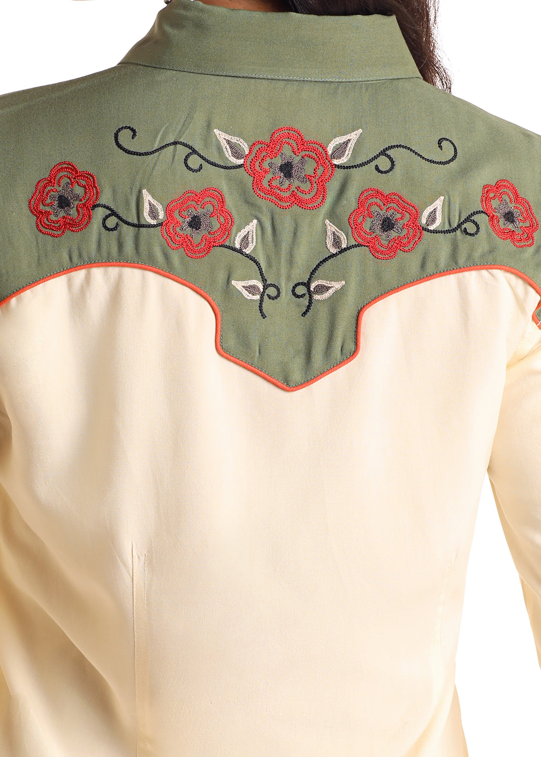 PANHANDLE SLIM RETRO FLORAL EMBROIDERED SNAP DRESS