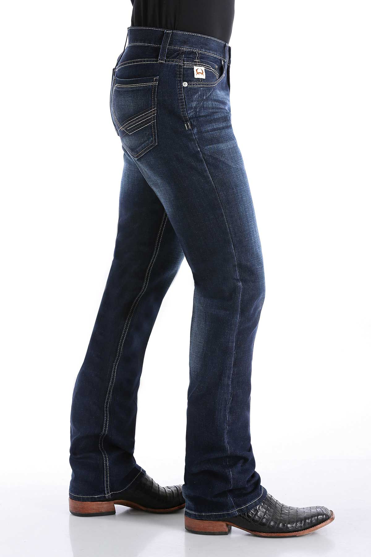 CINCH IAN DARK STONEWASH MID RISE SLIM FIT BOOT CUT JEAN