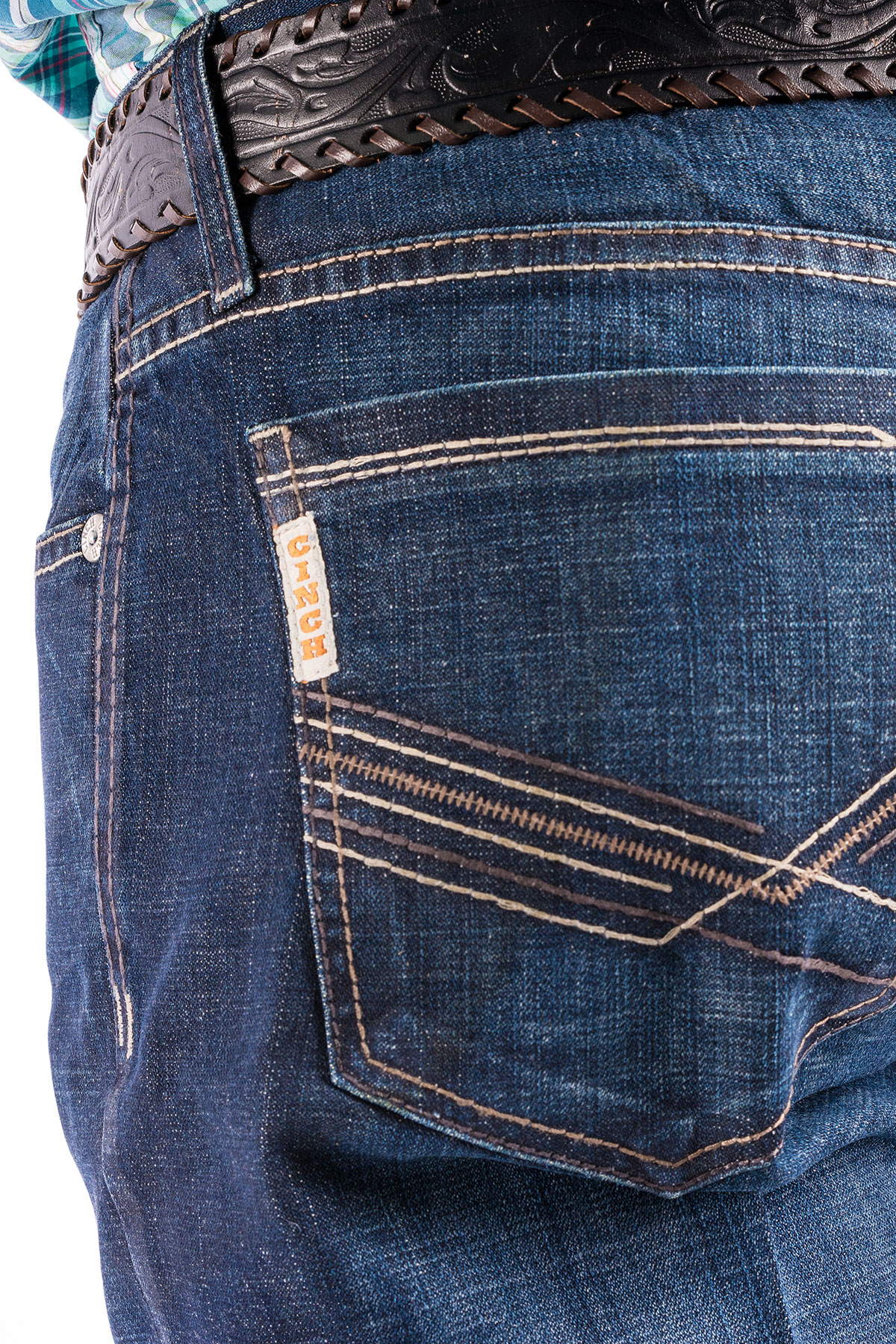 CINCH IAN DARK STONEWASH MID RISE SLIM FIT BOOT CUT JEAN