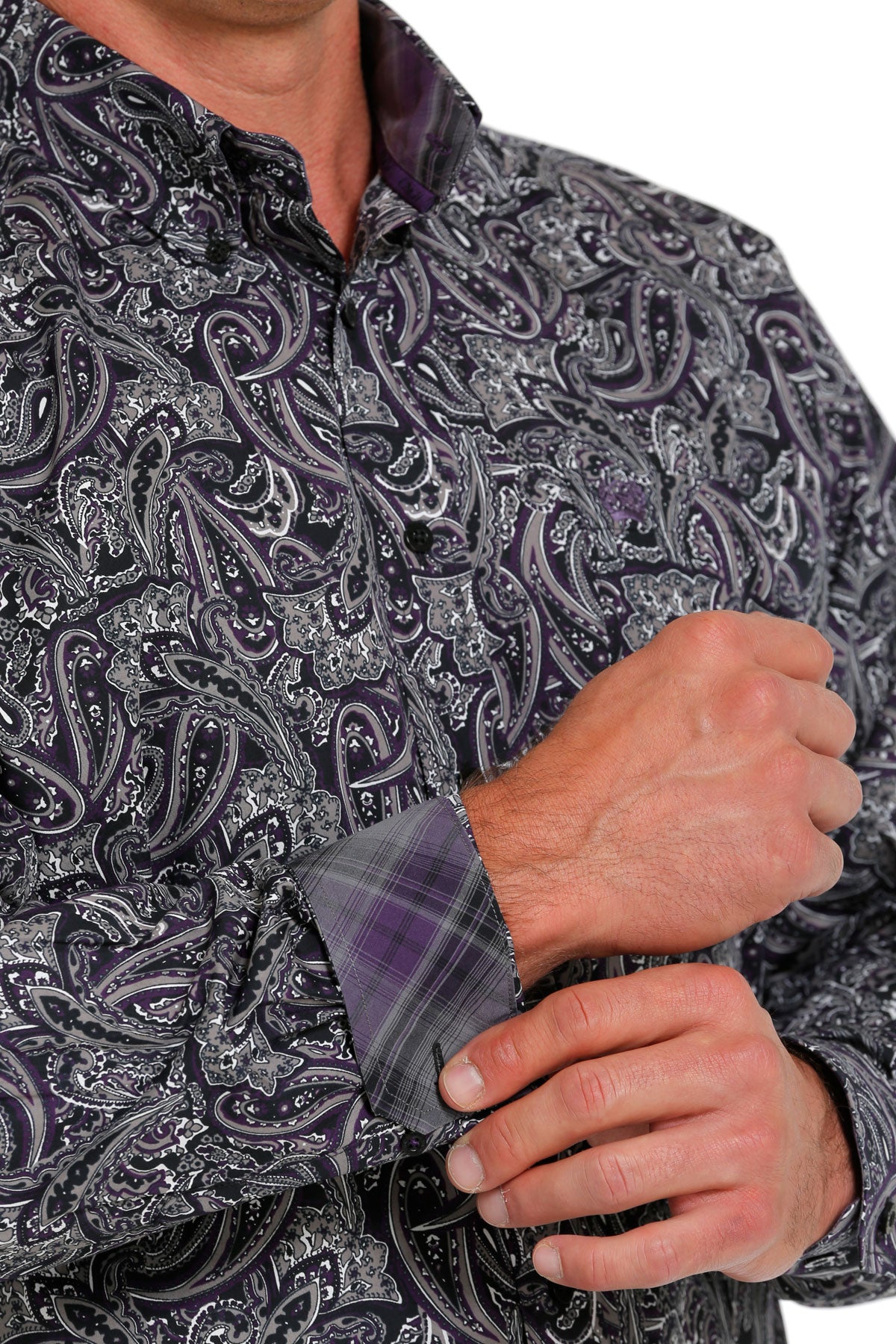 CINCH PURPLE FLORAL PAISLEY LONG SLEEVE SHIRT