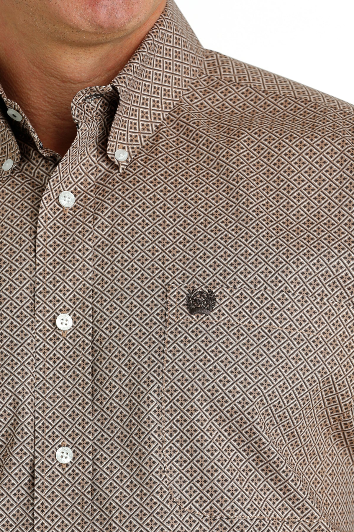CINCH KHAKI DIAMOND PRINT LONG SLEEVE SHIRT