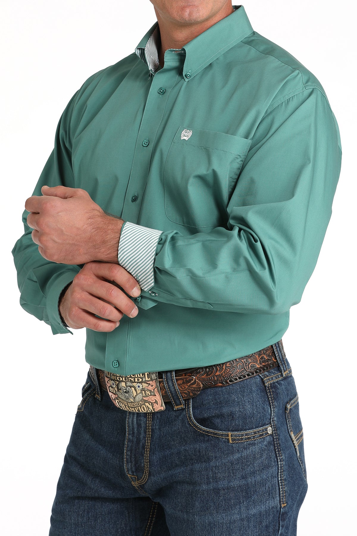 CINCH GREEN SOLID LONG SLEEVE SHIRT