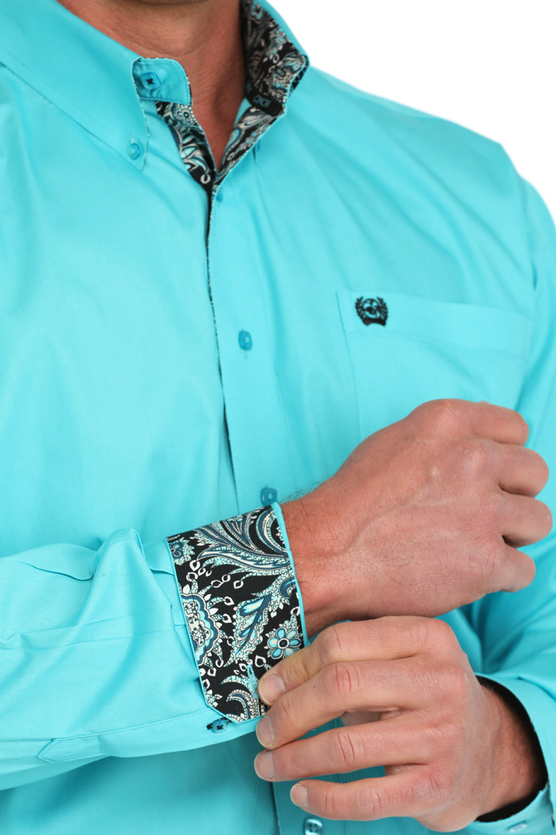 Cinch Solid Turquoise Button-Down Western Shirt