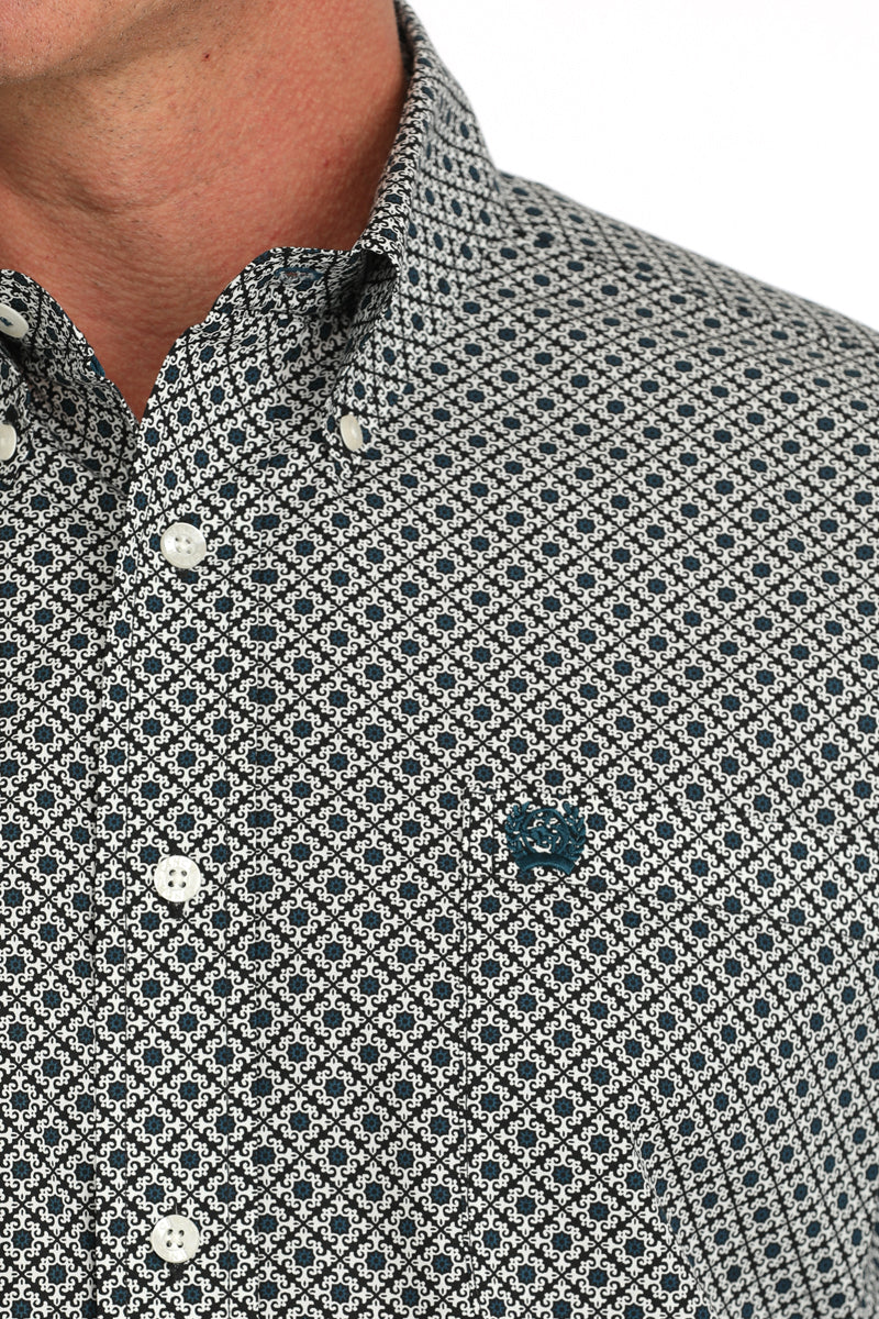 Cinch Cream Geometric Print Button-Down Western Shirt