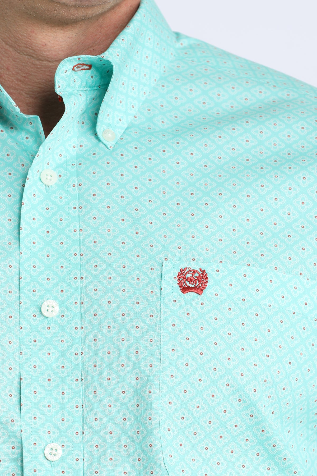 Cinch Men's Rust Dot Aqua Long Sleeve Shirt