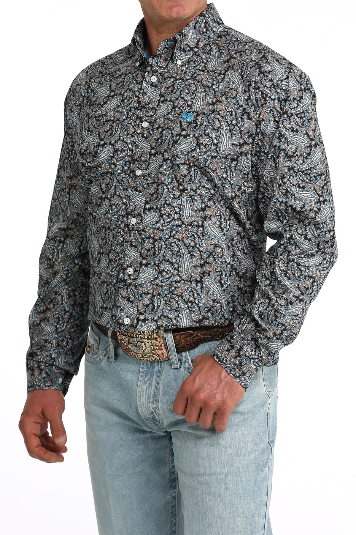 Cinch Men's Black Paisley Printed Long Sleeve Shirt