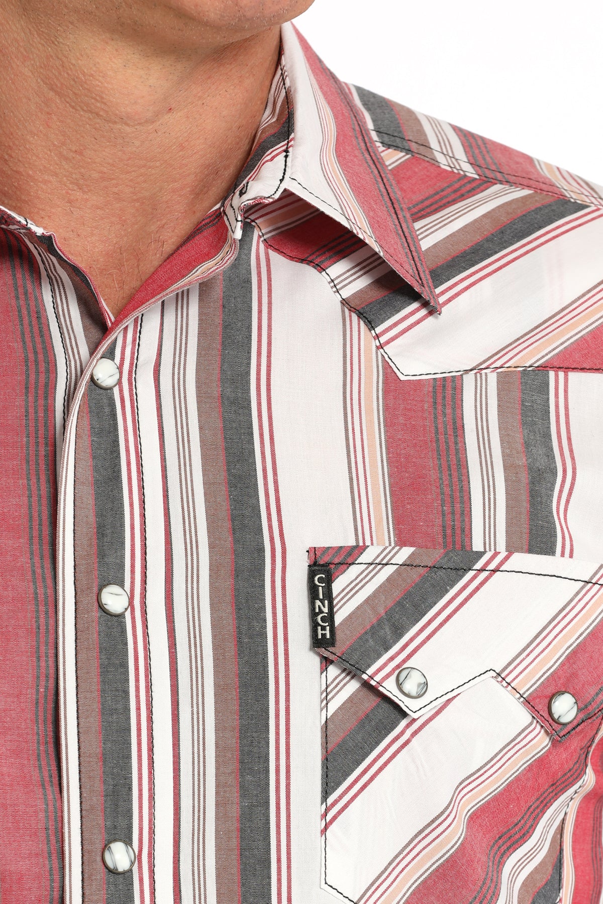 CINCH RED STRIPED MODERN FIT LONG SLEEVE SHIRT