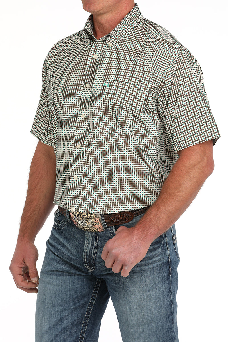 CINCH CREAM SQUARE MINT ARENAFLEX SHORT SLEEVE SHIRT