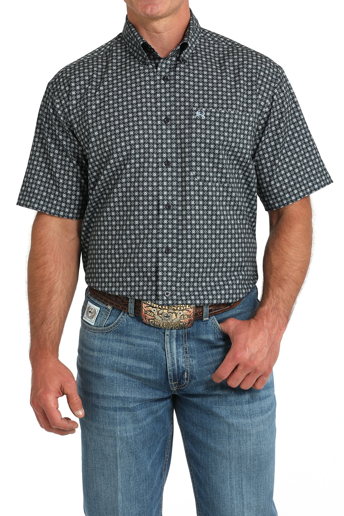 Cinch Navy Floral ArenaFlex Short Sleeve Shirt