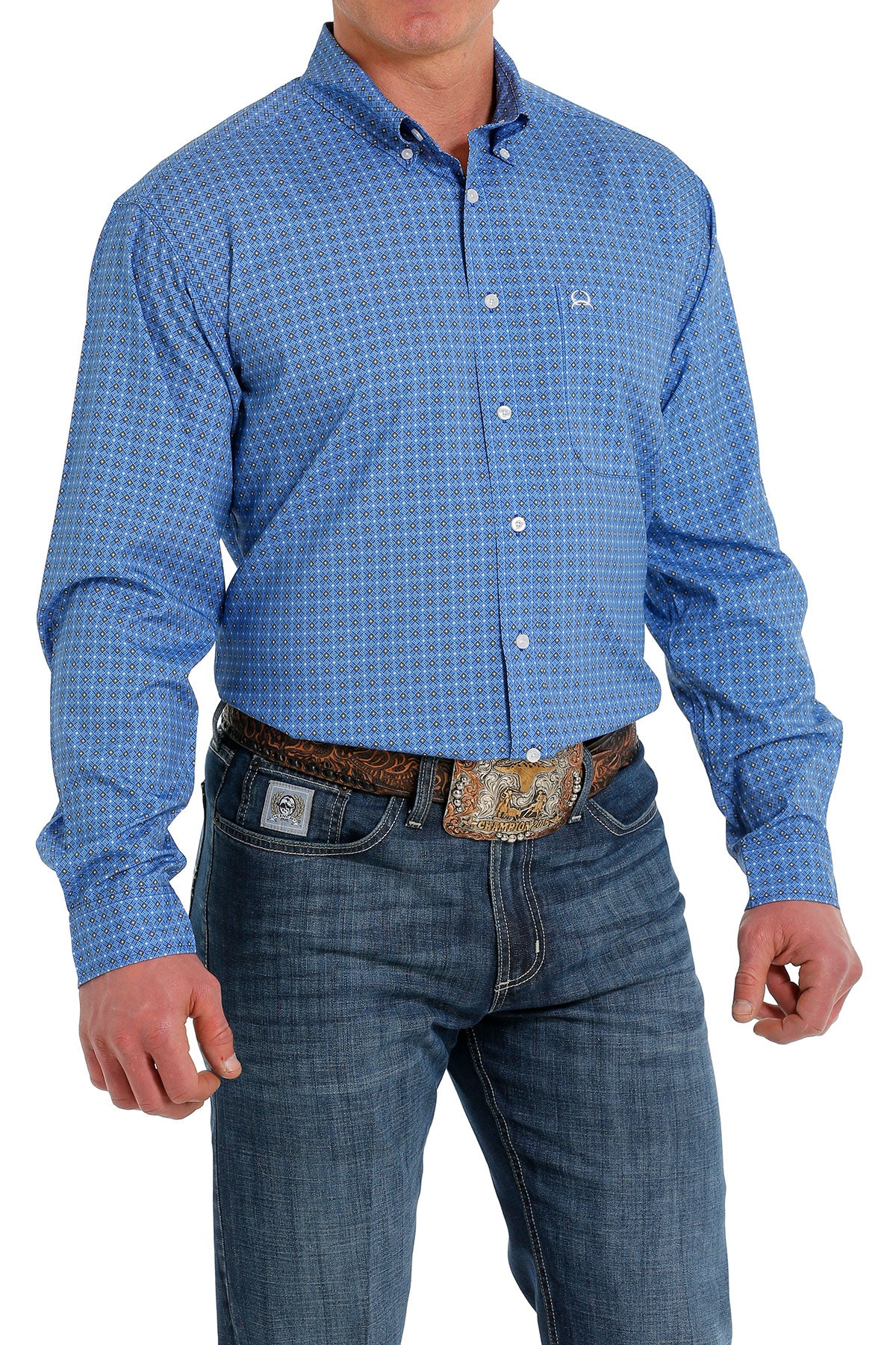 CINCH ROYAL BLUE DIAMOND ARENAFLEX LONG SLEEVE SHIRT