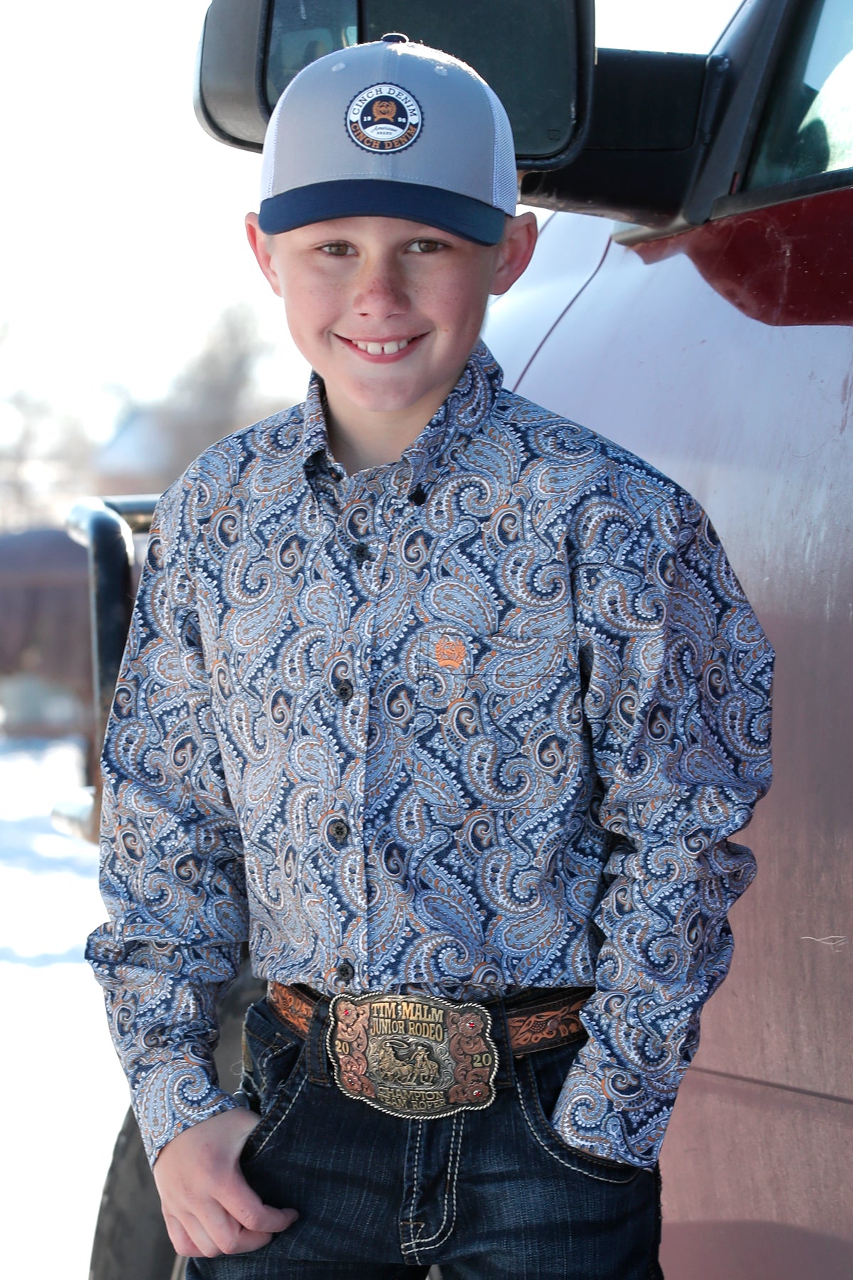 CINCH KIDS BLUE PAISLEY LONG SLEEVE SHIRT