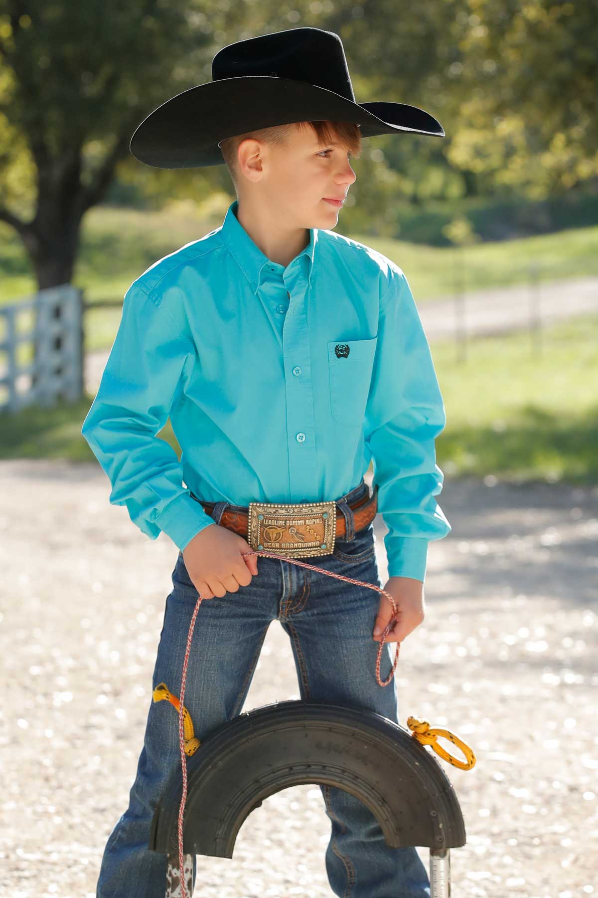 Cinch Boy's Turquoise Long Sleeve Shirt