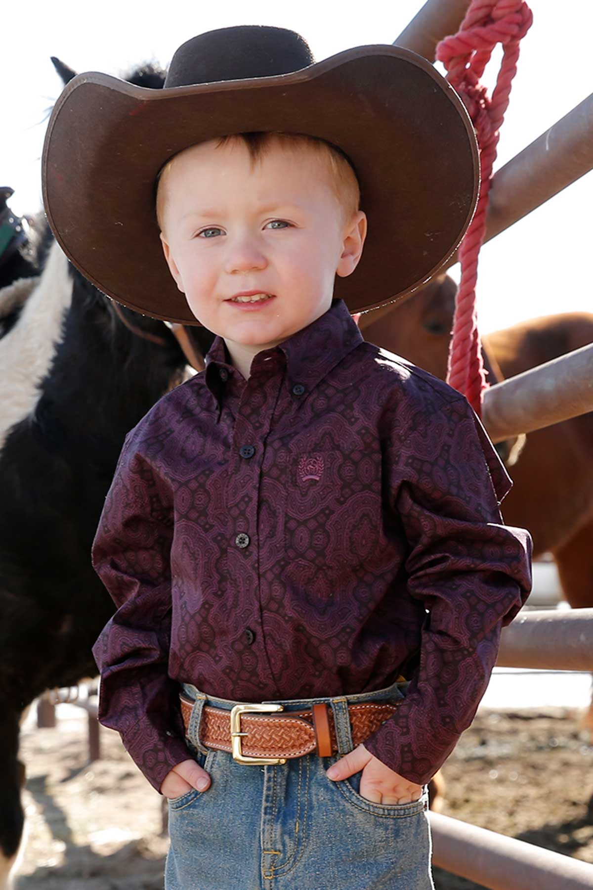 CINCH PAISLEY PRINT INFANT PURPLE LONG SLEEVE SHIRT