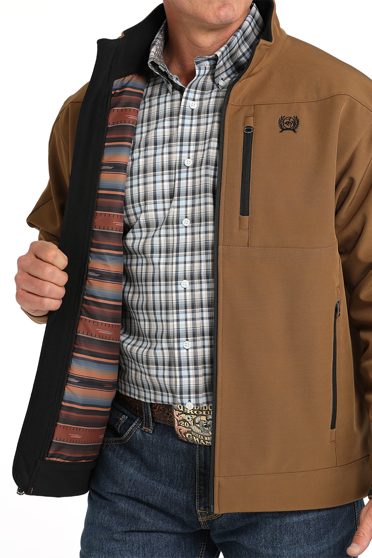 CINCH BROWN LOGO BONDED JACKET