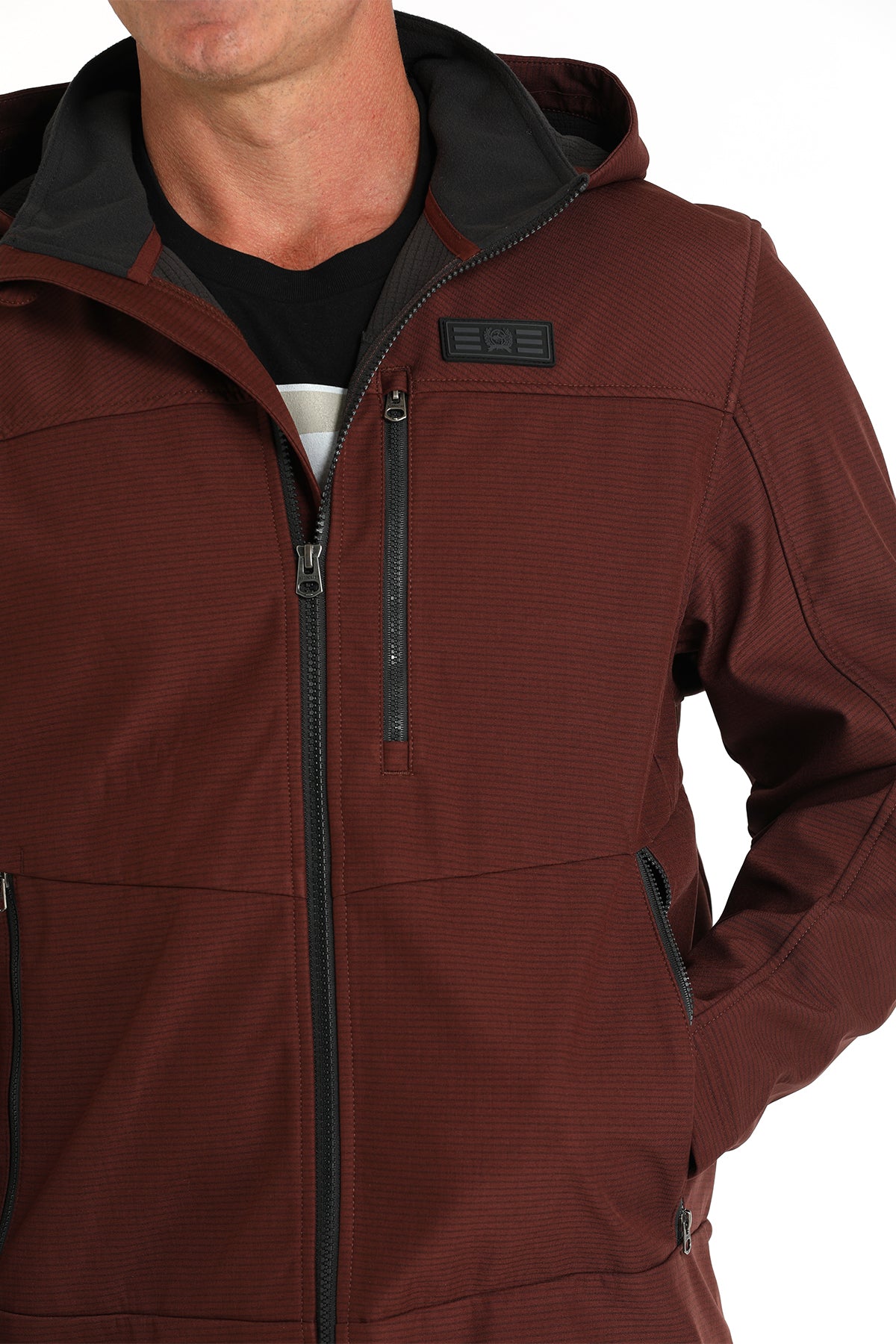 CINCH BURGUNDY RED BONDED HOODED JACKET