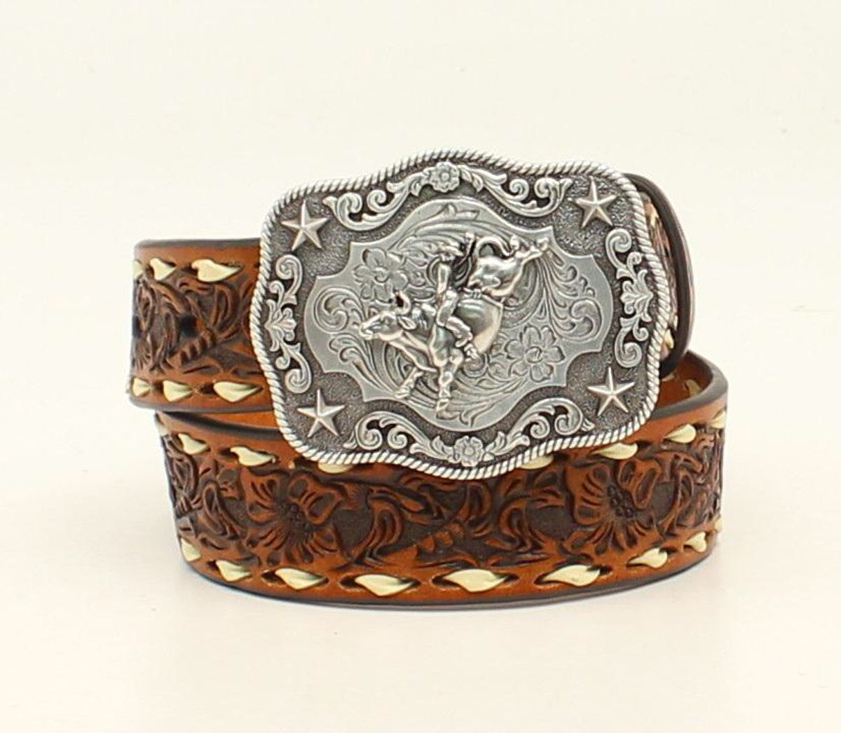 Nocona Boy's Brown Floral Embossed Belt